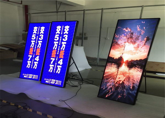 Shopping Mall Advertising P2mm HD LED Poster Display Floor Stand Alone Easy Moving 640*1920mm